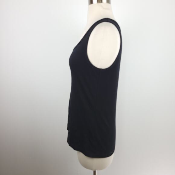 Lilla P Black Scoop Neck Tank Top Knit Stretch Basic Neutral Size Medium - Picture 3 of 6